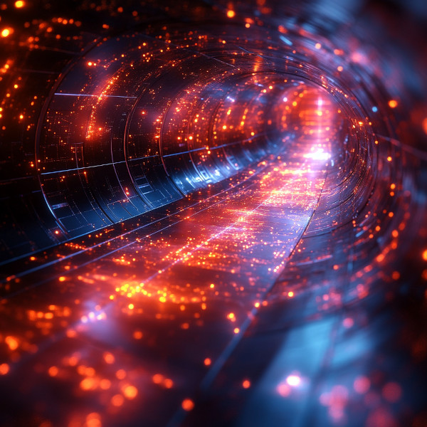 A passage way made of gravity graph lines and cosmic lights