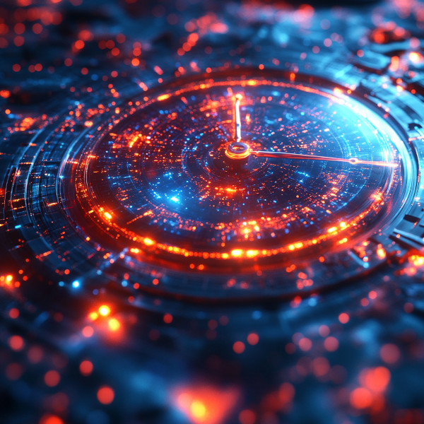 A clock made of cosmic points of light.